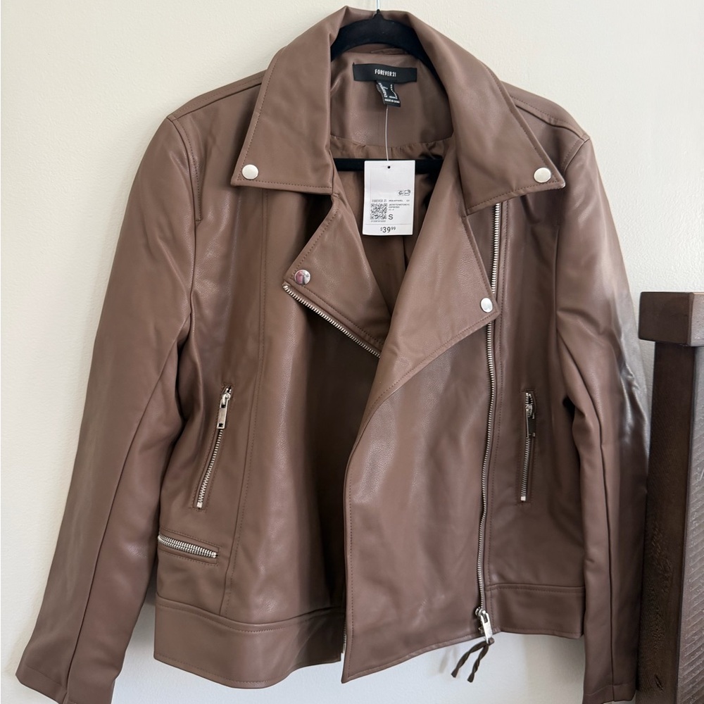 Forever 21 Tan Leather Moto Jacket - Picture 3 of 3
